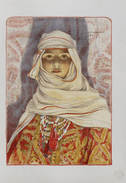 An 1897 painting by Louis-Auguste Girardot of a Rif woman in profile, in traditional dress.